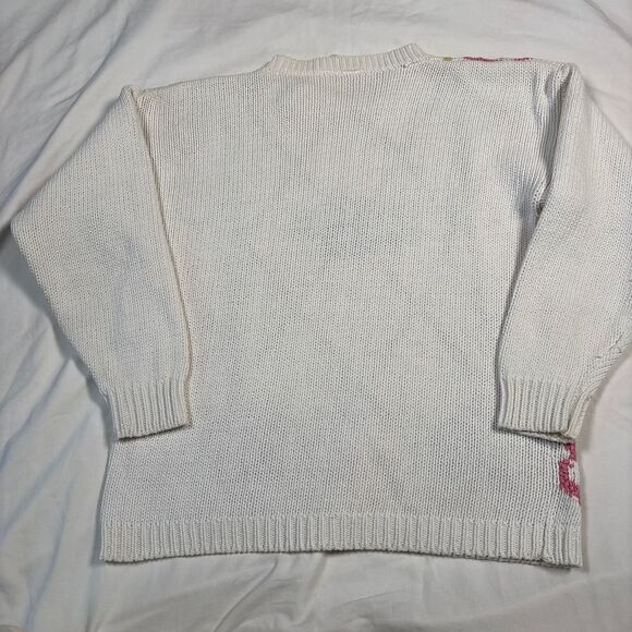 Basket of Yarn Vintage Floral Knit Sweater with Pink‎ Roses and Swirl Pattern M - Picture 6 of 8